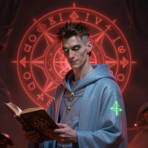 Evil Sorcerer Summoning with Glowing Runes