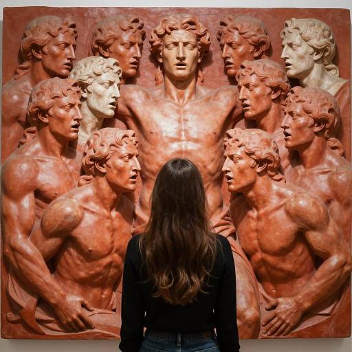 Woman Against a Red-Orange Mural