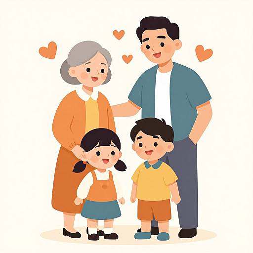 Warm Asian Family Vector Illustration