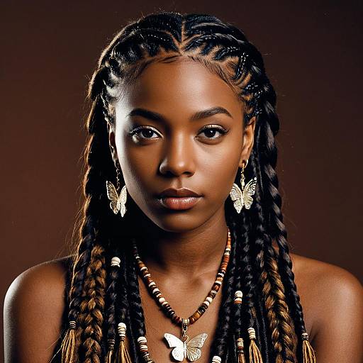 Realistic Solo Girl with Butterfly Braids