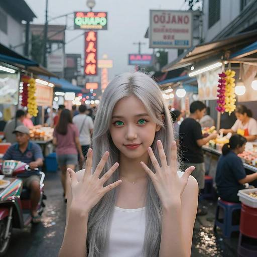 Enchanting Girl in Manila Night Market
