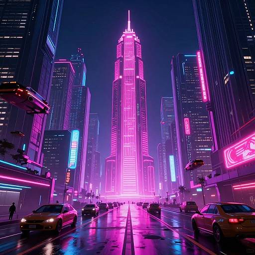 Cyberpunk Cityscape with Neon Alpha