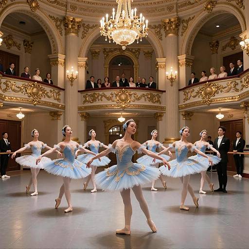 Elegant Ballet Rehearsal in Grand Theater