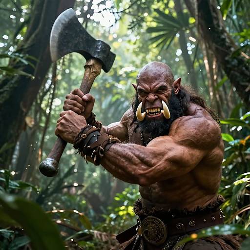 Half-Orc Barbarian Jungle Battle