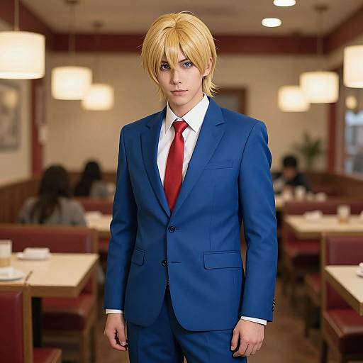 Yakuza Cosplay in Blue Suit
