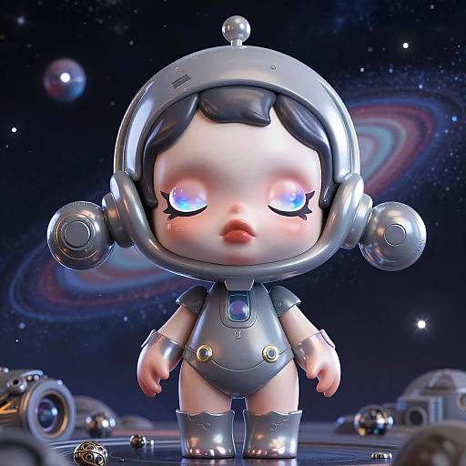 Realistic Robot Girl 3D Holography