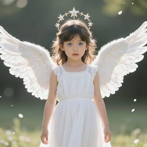 Serene Angelic Girl with Ethereal Wings