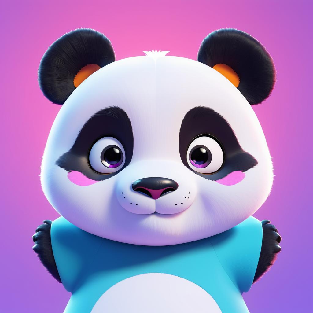 Disney-Style Cartoon Panda Face Design