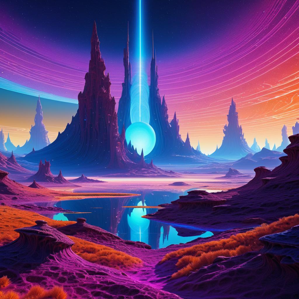 Surreal Alien Landscape with Vibrant Colors