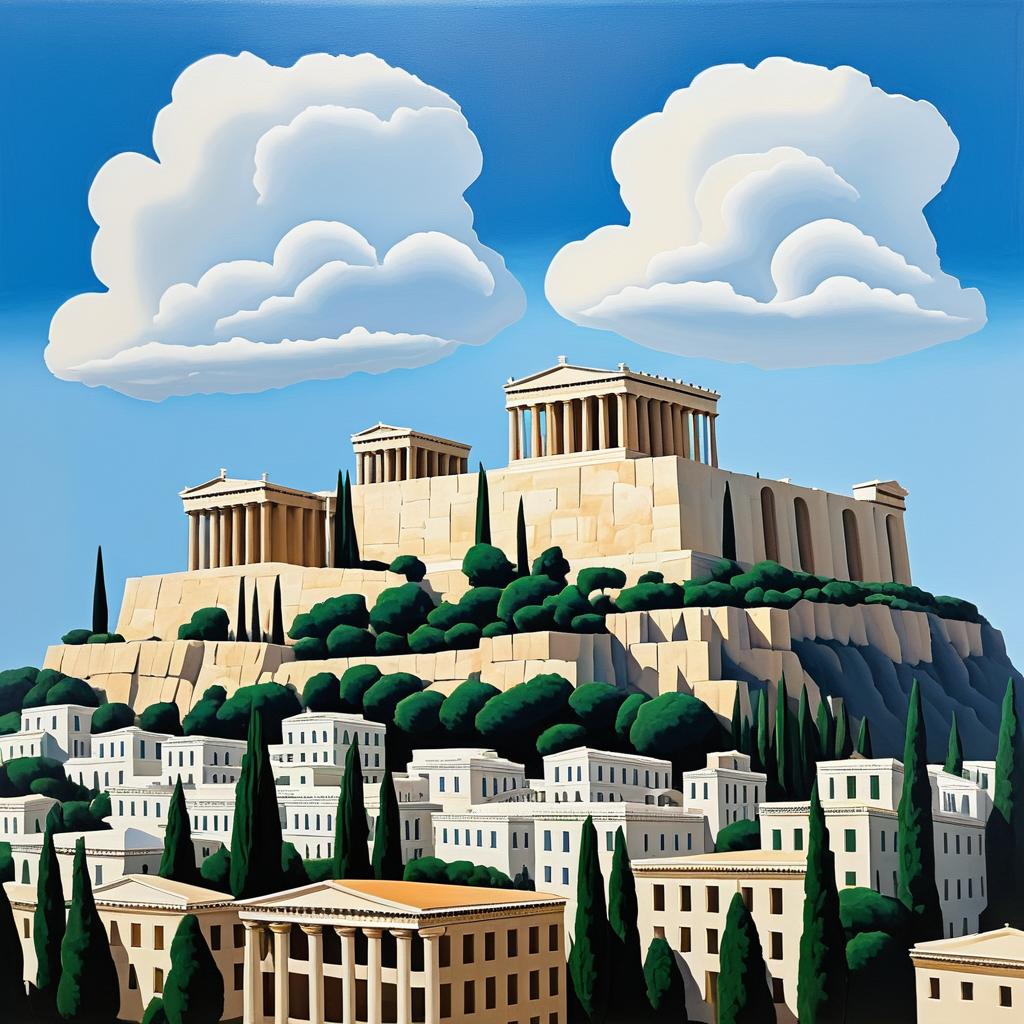 Surreal Acropolis in Magritte's Style