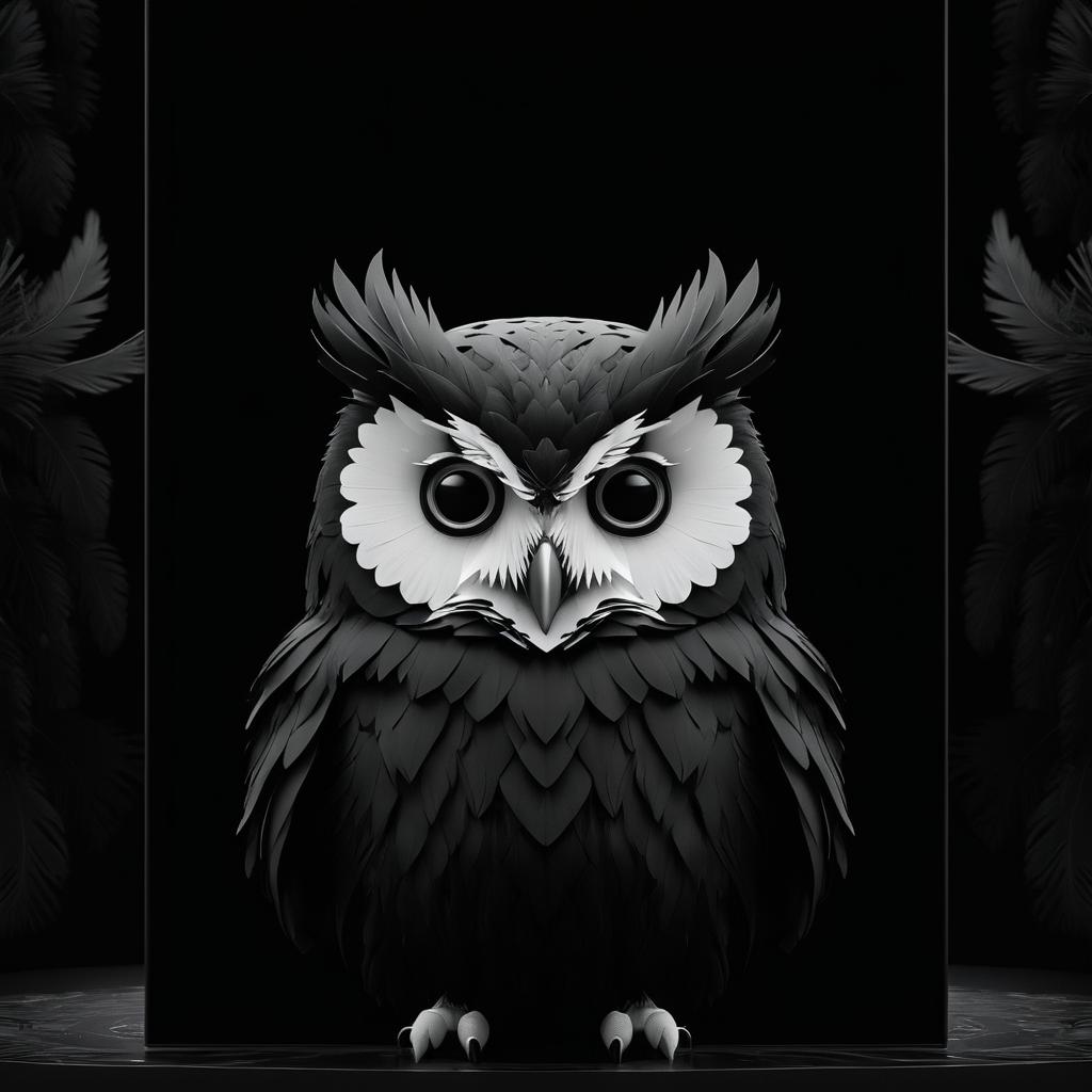 Elegant Owl on a Black Background