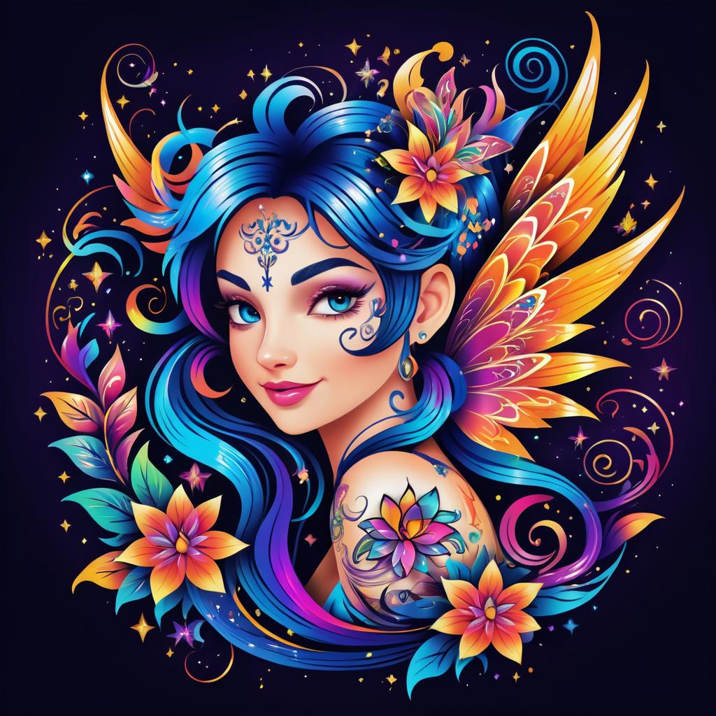 Whimsical Fairy Tattoo Logo Design