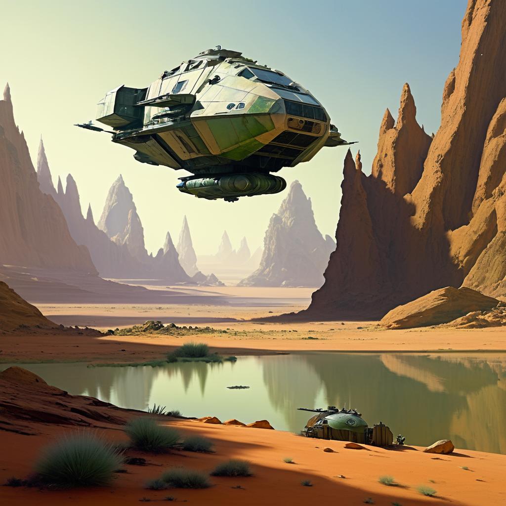 Cinematic Matte Painting of Organic Dropship