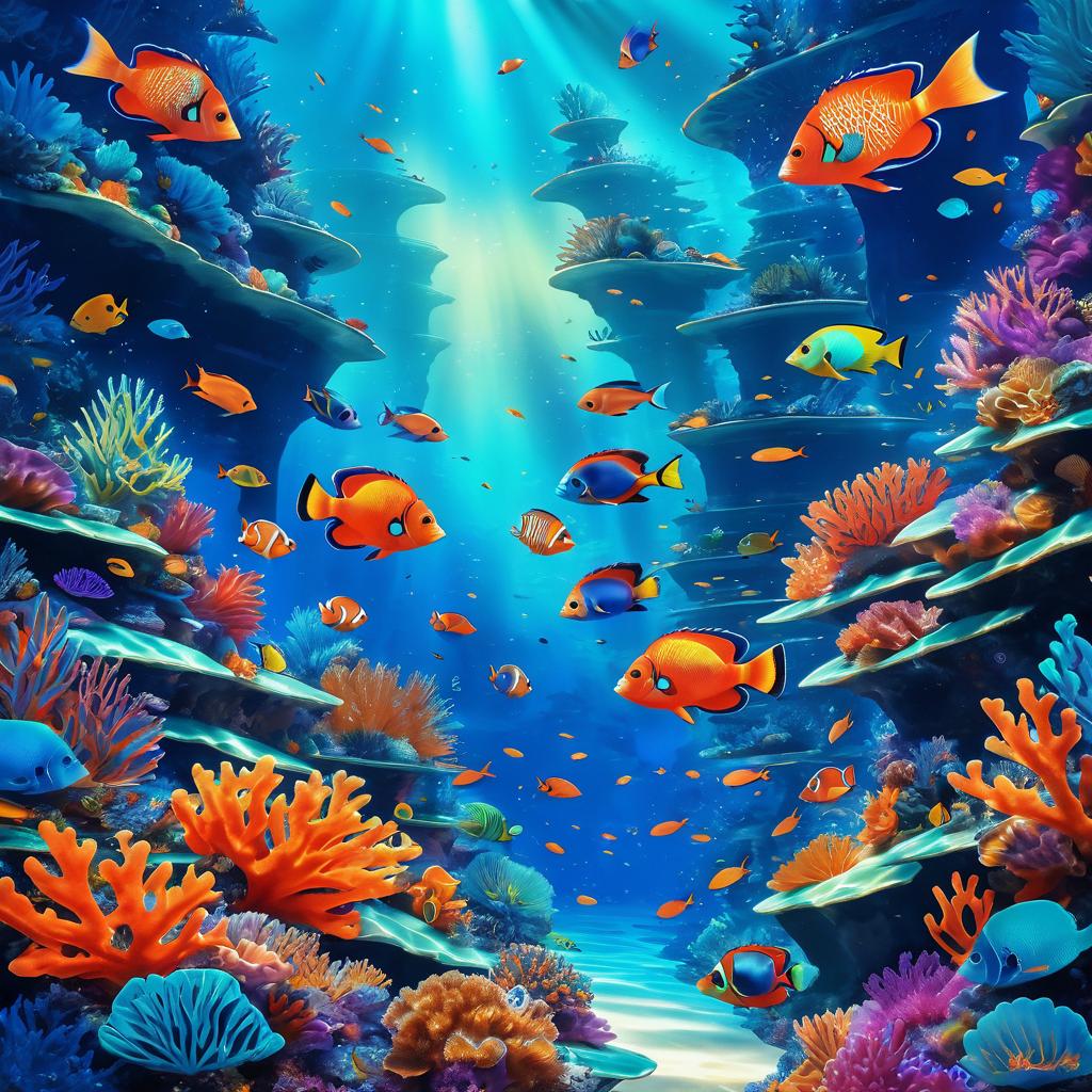 Mystical Underwater World with Colorful Fish