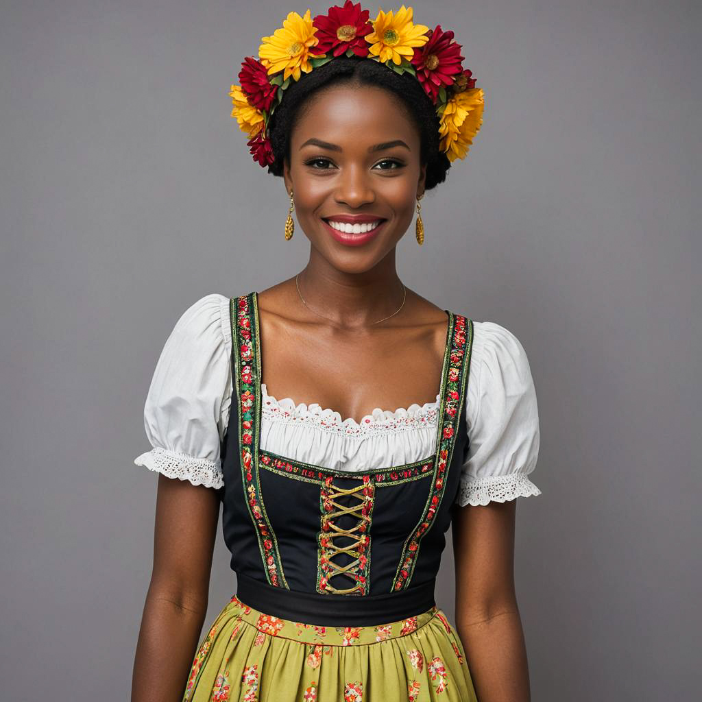 Cheerful Dancer in Traditional Bavarian Dress