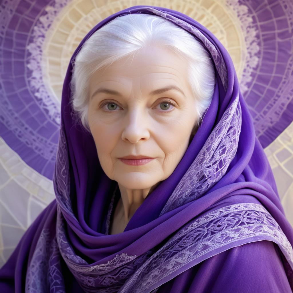 Elegant Elderly Woman in Purple Shawl