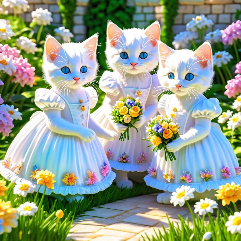 Whimsical Princess Kittens in Royal Garden