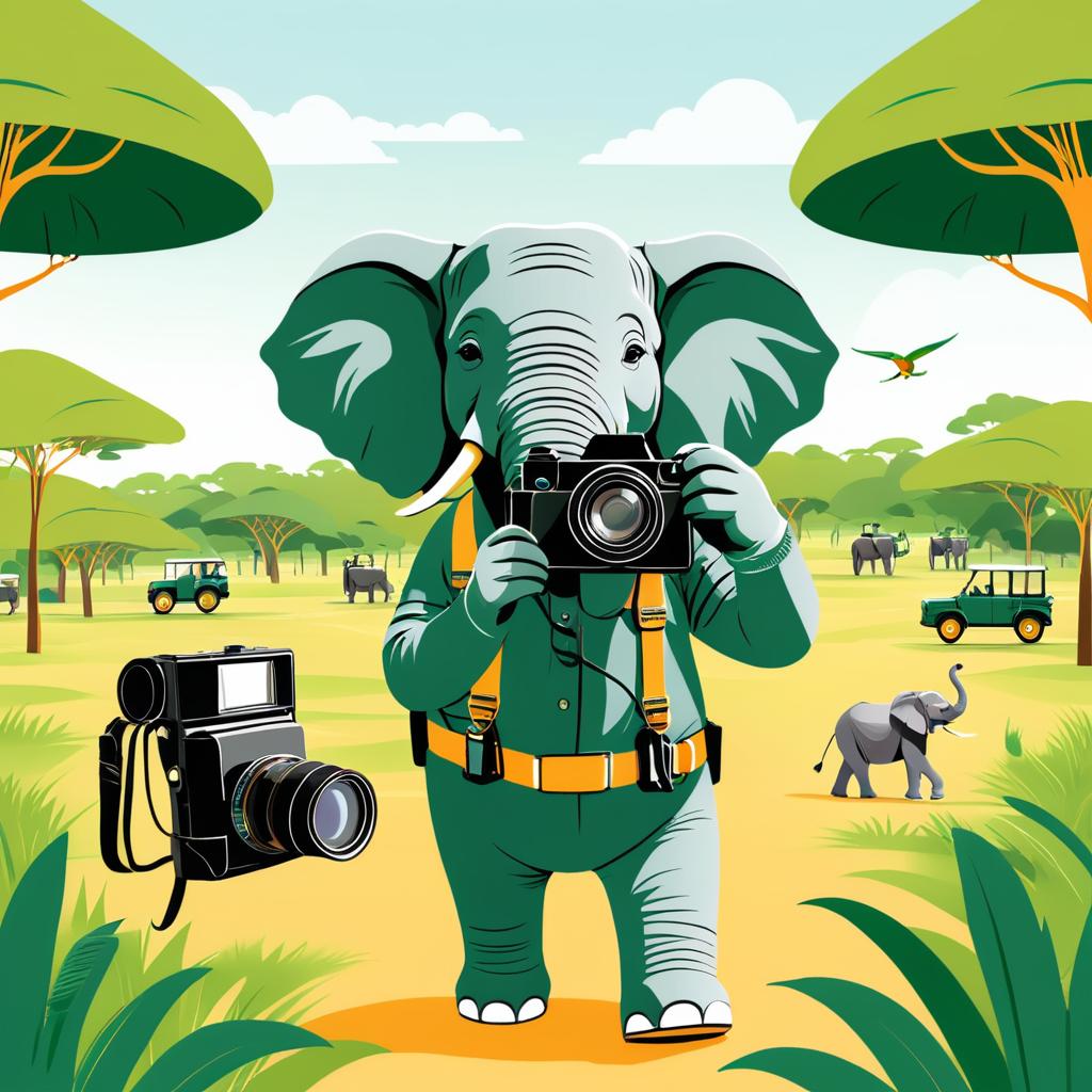 Happy Elephant Photographer in Safari Park