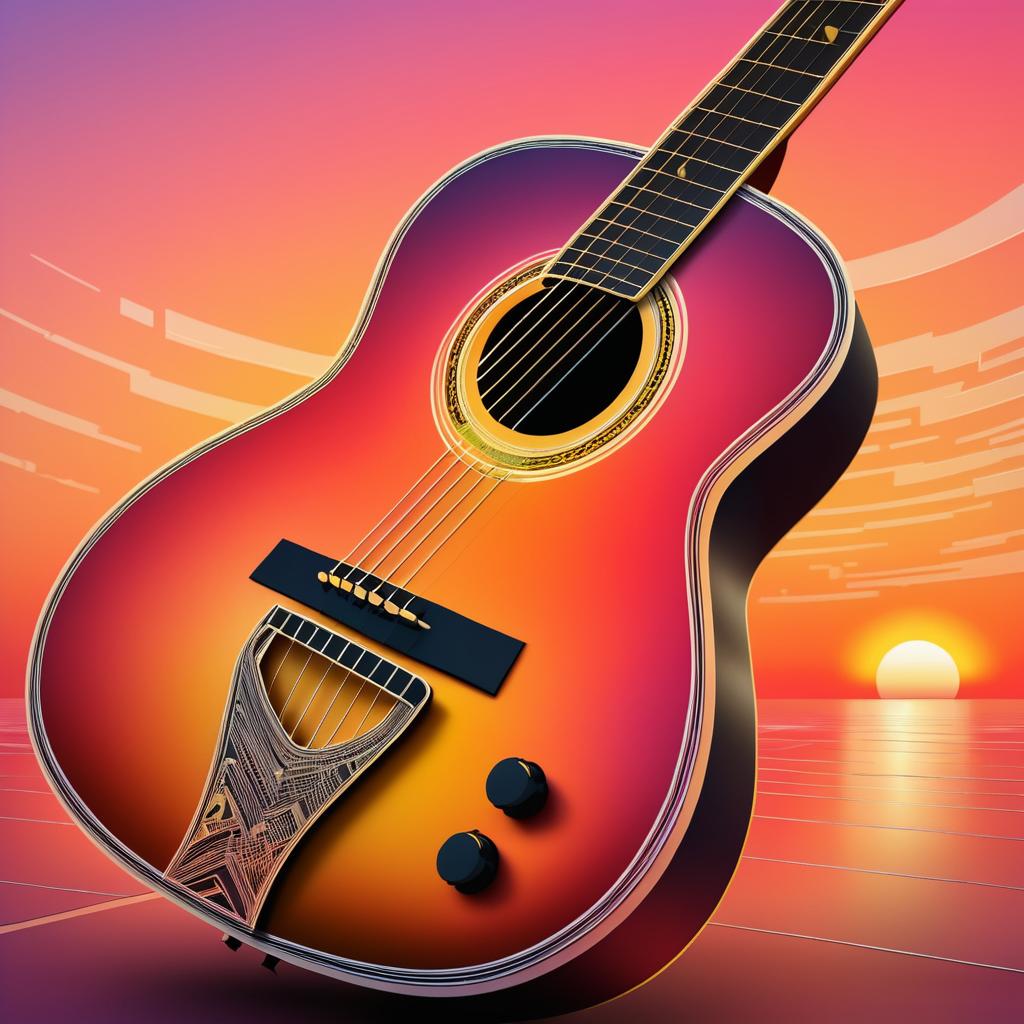 Sunset Guitar: A Harmonious Art Composition