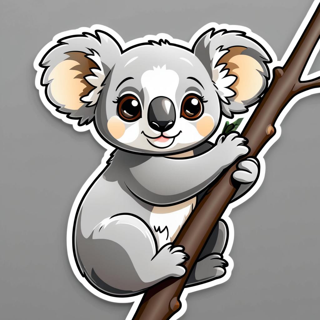 Playful Koala Cartoon Sticker Design