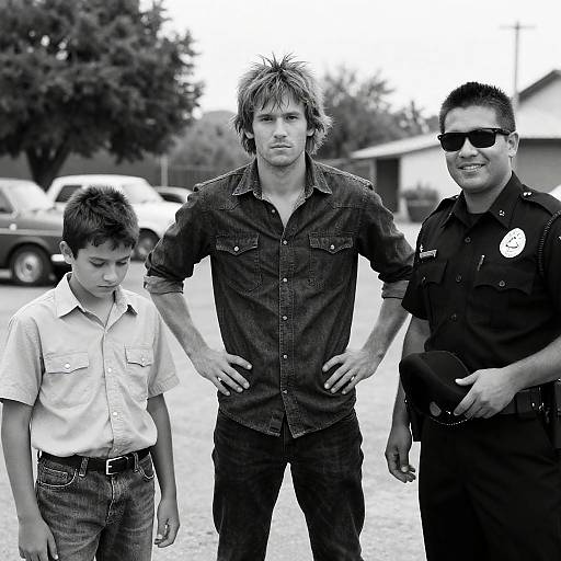 Outdoor Black-and-White Photograph of Males