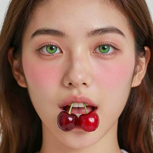 Close-Up of Woman with Cherries