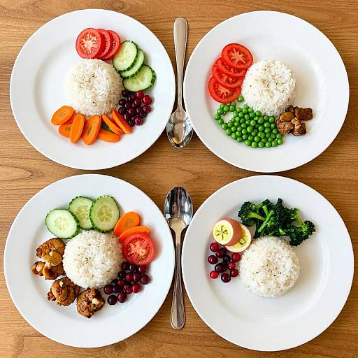 Neatly Arranged Meals on Wooden Table