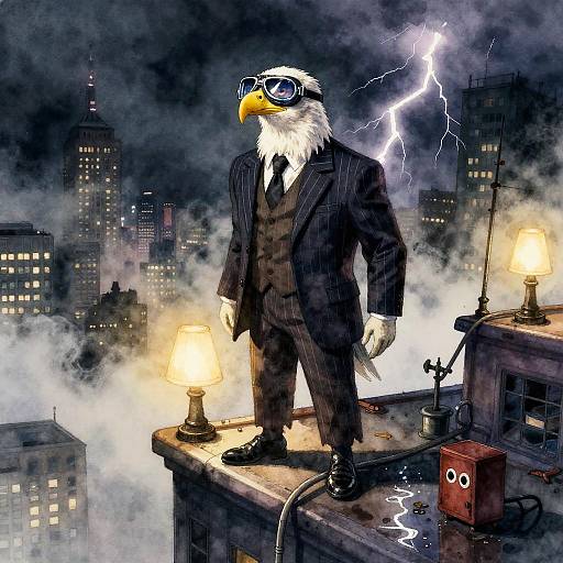 Noir Bald Eagle Detective Scene