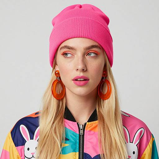 Fashionable young woman in vibrant outfit