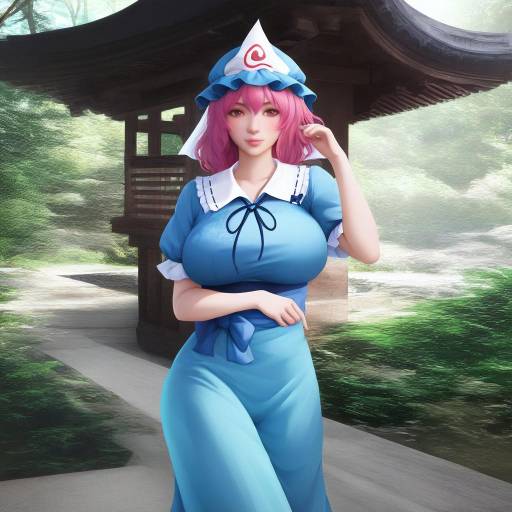 Yuyuko in a Serene Japanese Garden