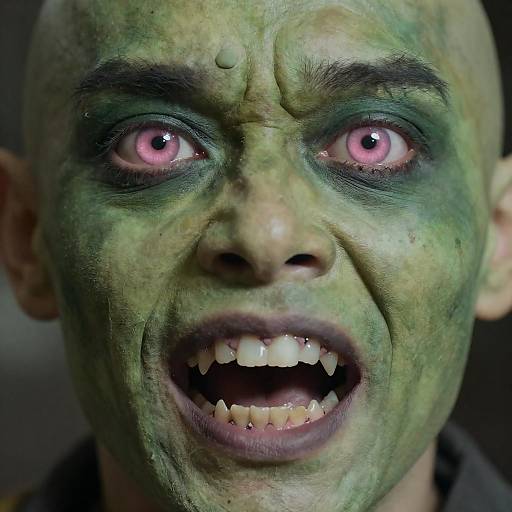 Close-Up of a Green Monster Face