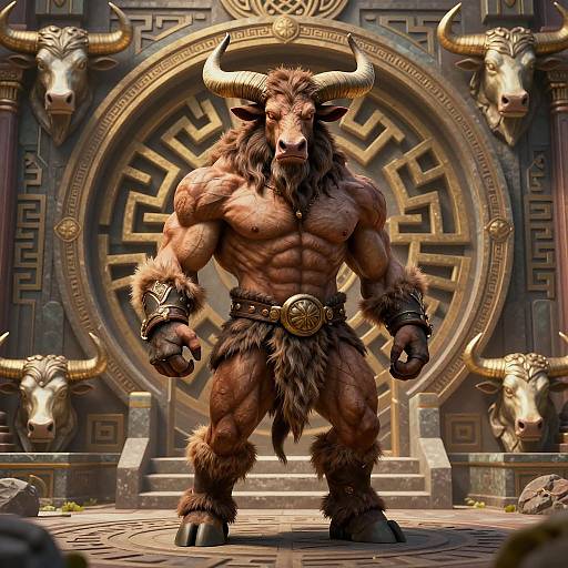 Muscular Minotaur at Labyrinth Entrance