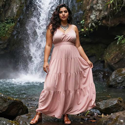 Bohemian Beauty by Waterfall