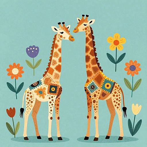 Whimsical Folk Art Giraffes