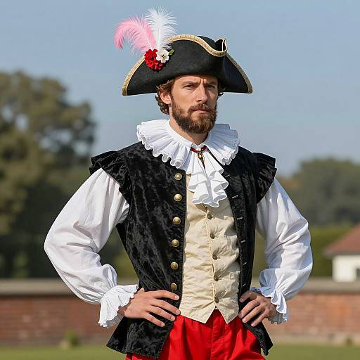Man in Renaissance Historical Costume with Tricorne Hat