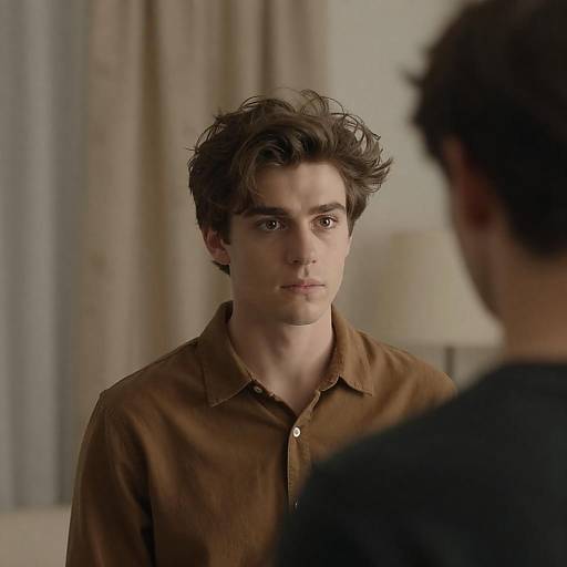 Intense Portrait Encounter with Blurred Figure