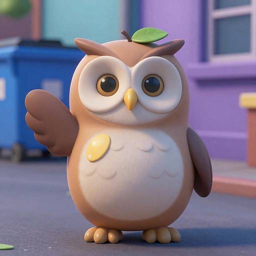 Chubby Owl Greeting on Neon Street