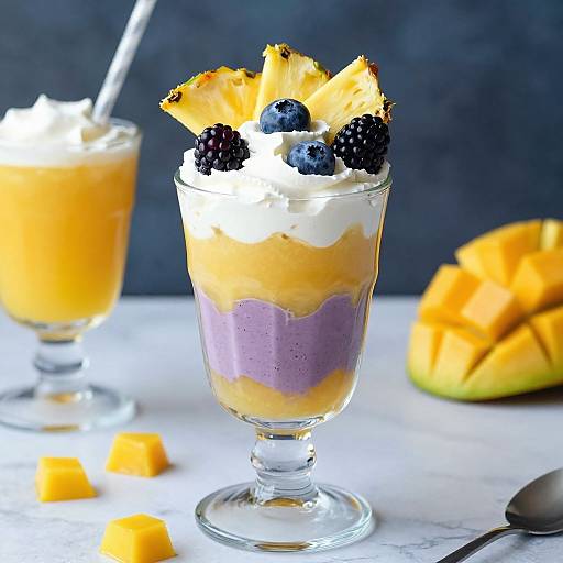 Striking Layered Parfait with Tropical Drink