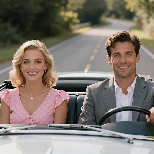Charming Couple in Classic Convertible