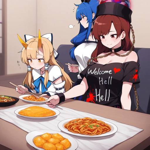 Girls with Colorful Hair and Food