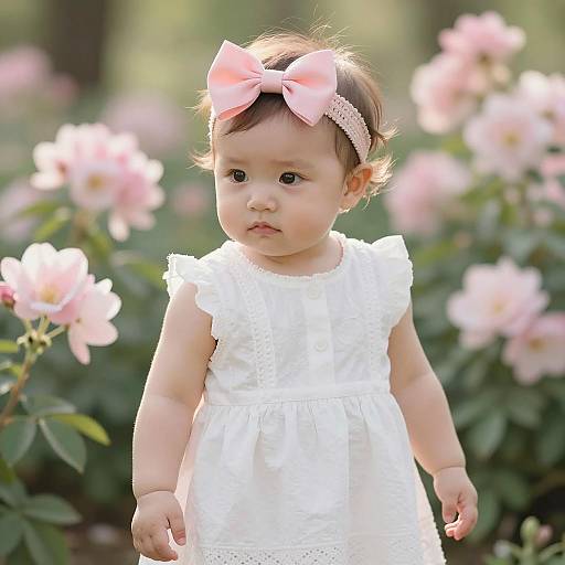 Serene Toddler in Floral Garden