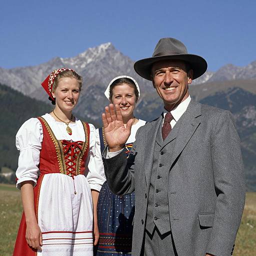 Vintage Fashion Portrait in Mountain Landscape