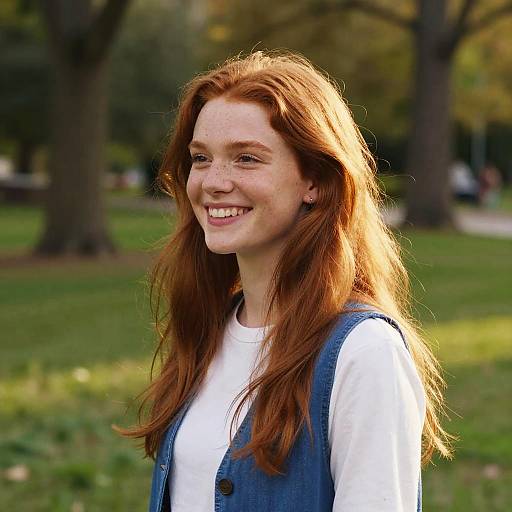 Sunlit Smiling Redhead in Green Park