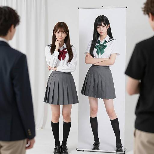 Japanese Schoolgirl with Reflective Poster