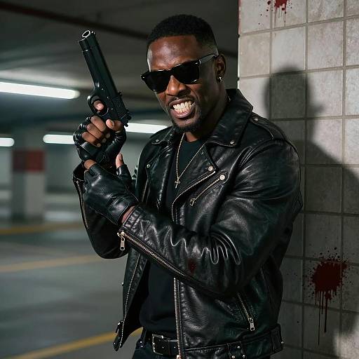 Intense Vigilante in Underground Garage