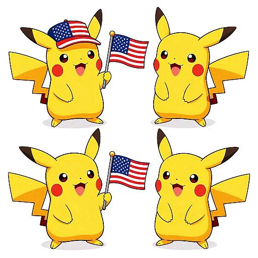 Pixelated Pikachu with American Flags