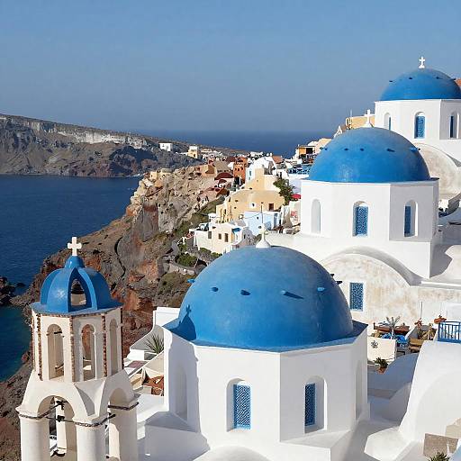 Vibrant Greek Island Overhead View