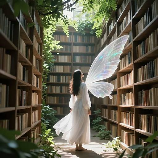 Ethereal Library with Living Books