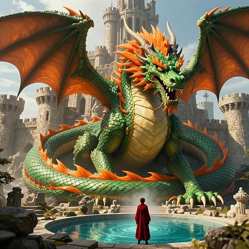 Colossal Green Dragon at Ancient Castle