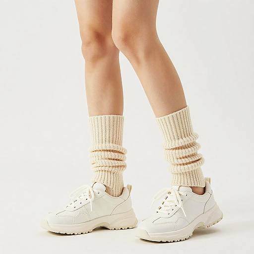 Cozy Knit Leg Warmers with White Sneakers